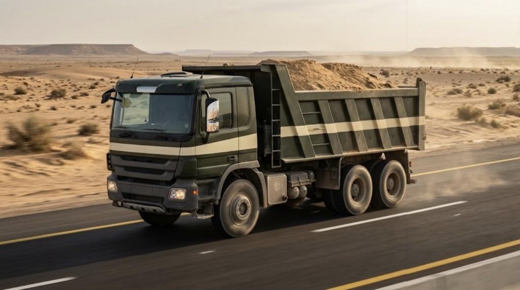 Dump truck on the road